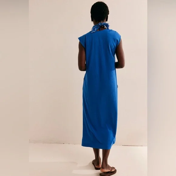 Free People Drew Tee Midi in True Blue size Medium NWT - Picture 4 of 13